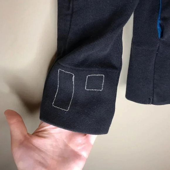 Rogan NYC Full Zip Long Sleeve Hoodie Sweatshirt black blue women’s size Small - Picture 2 of 12